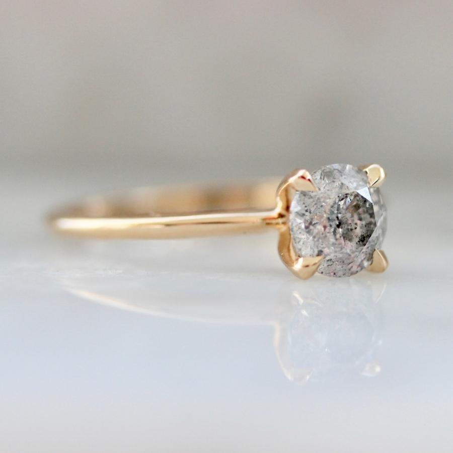 1.24 Carat Stella Salt & Pepper Round Brilliant Cut Diamond Ring