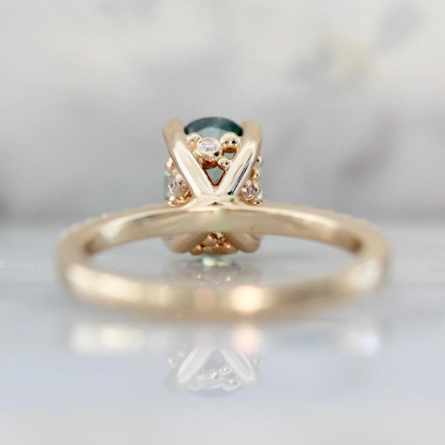 Iria Blue-Green Oval Cut Parti Sapphire Ring