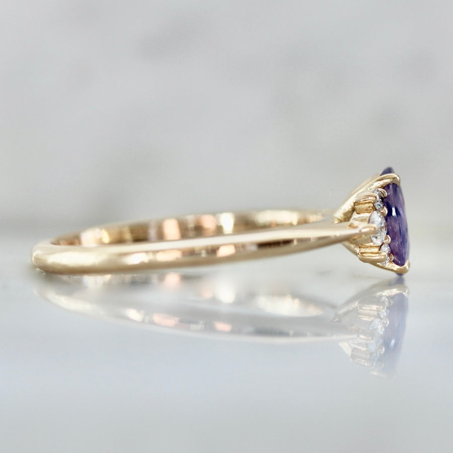 .90 Carat Mirella Purple-Blue Oval Cut Opalescent Sapphire Ring