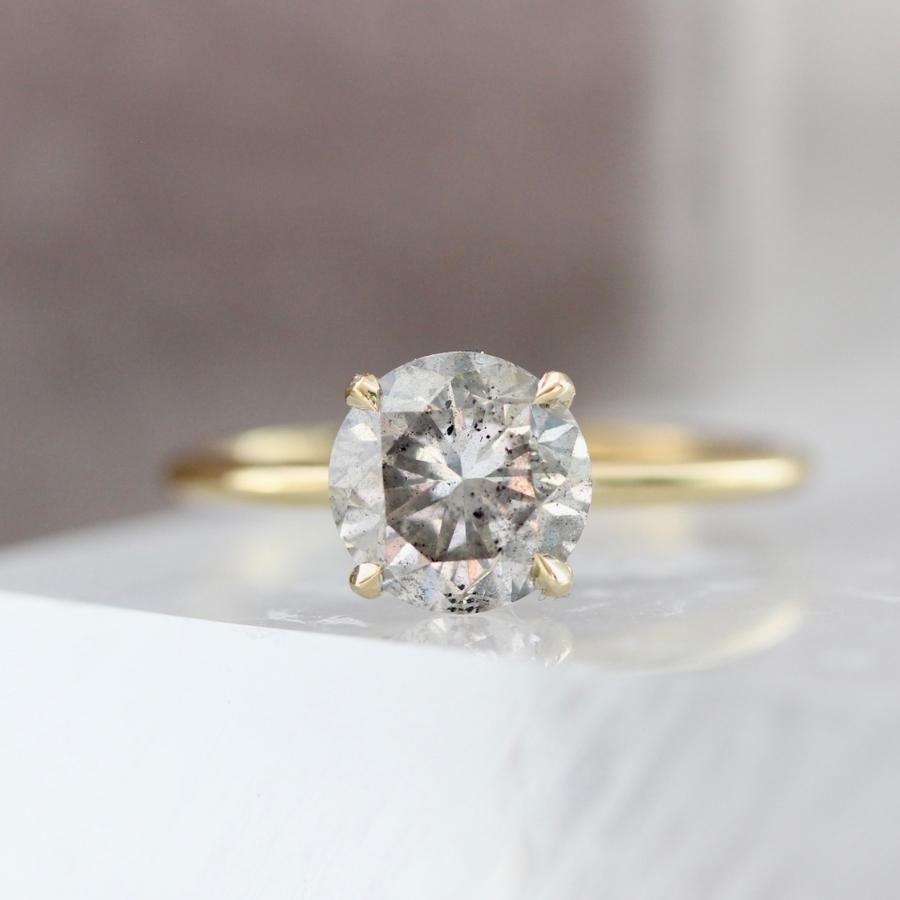 1.83 Carat Stella Salt & Pepper Round Brilliant Cut Diamond Ring