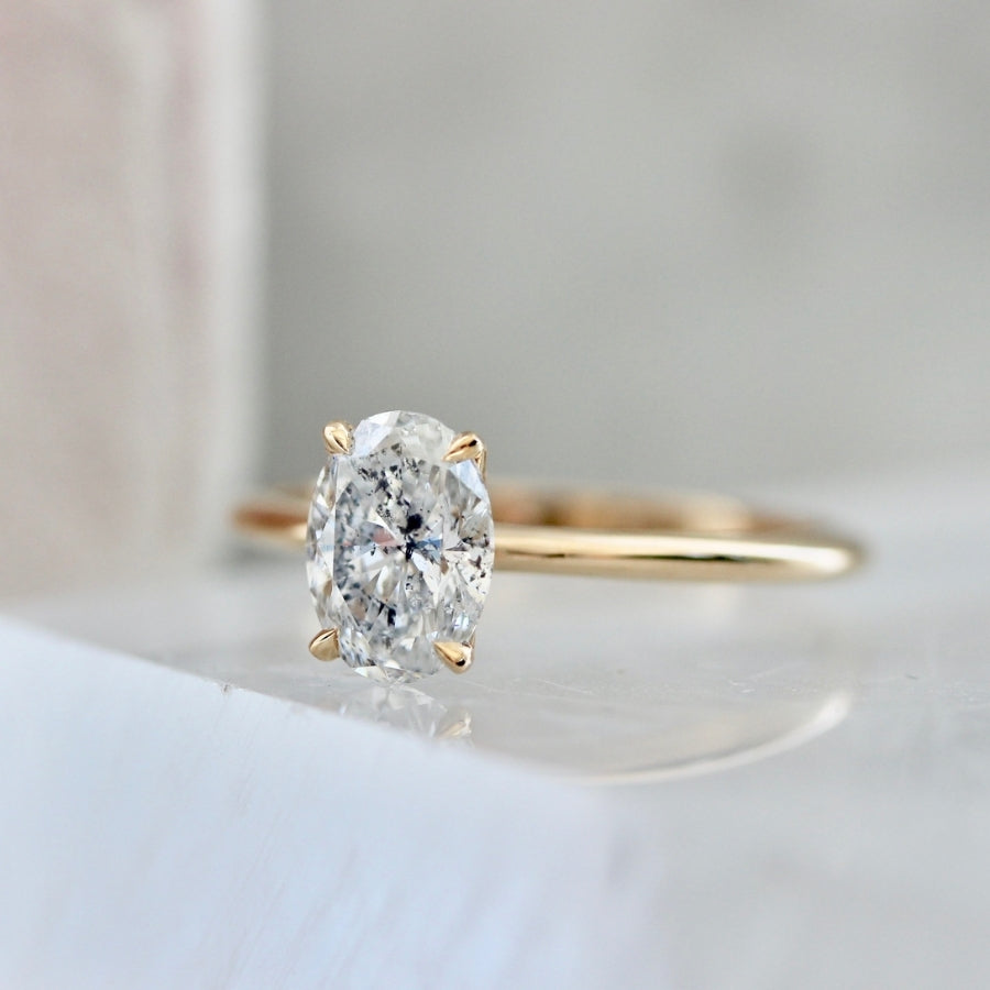 1.09 Carat Stella Salt & Pepper Oval Cut Diamond Ring