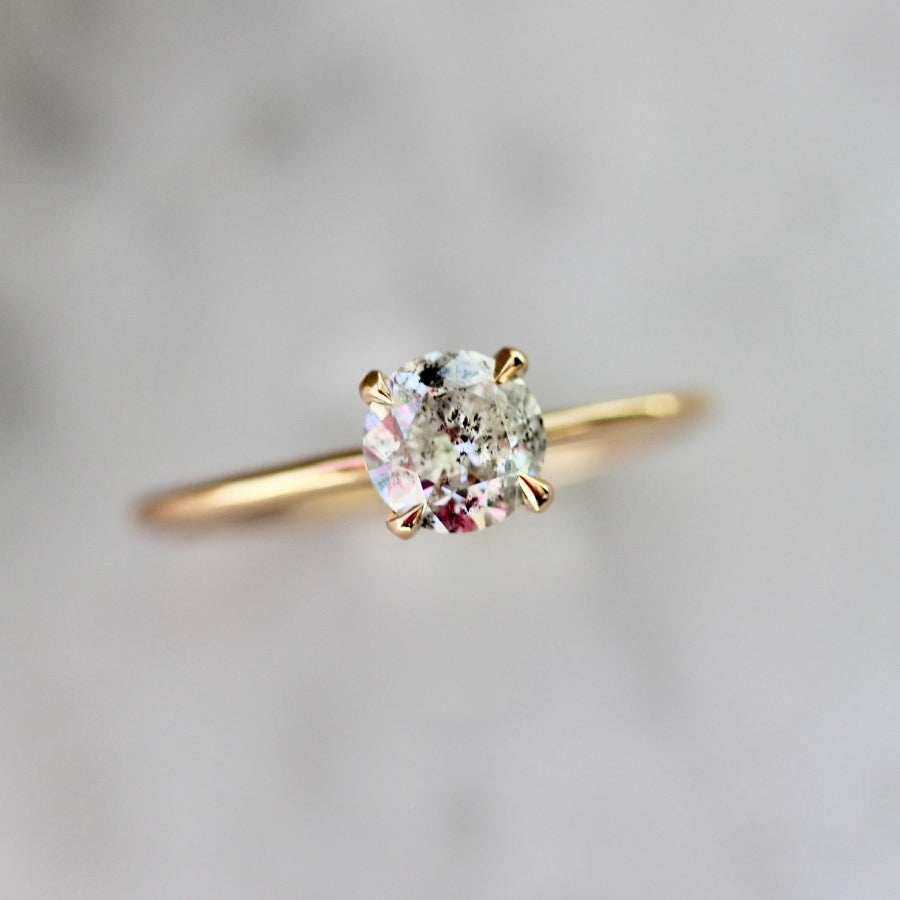 .78 Carat Stella Salt & Pepper Round Brilliant Cut Diamond Ring