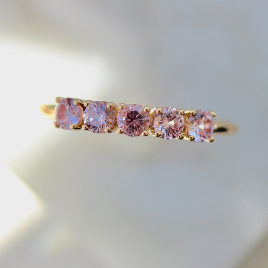 Deja Vu Pink Round Brilliant Cut Sapphire Band