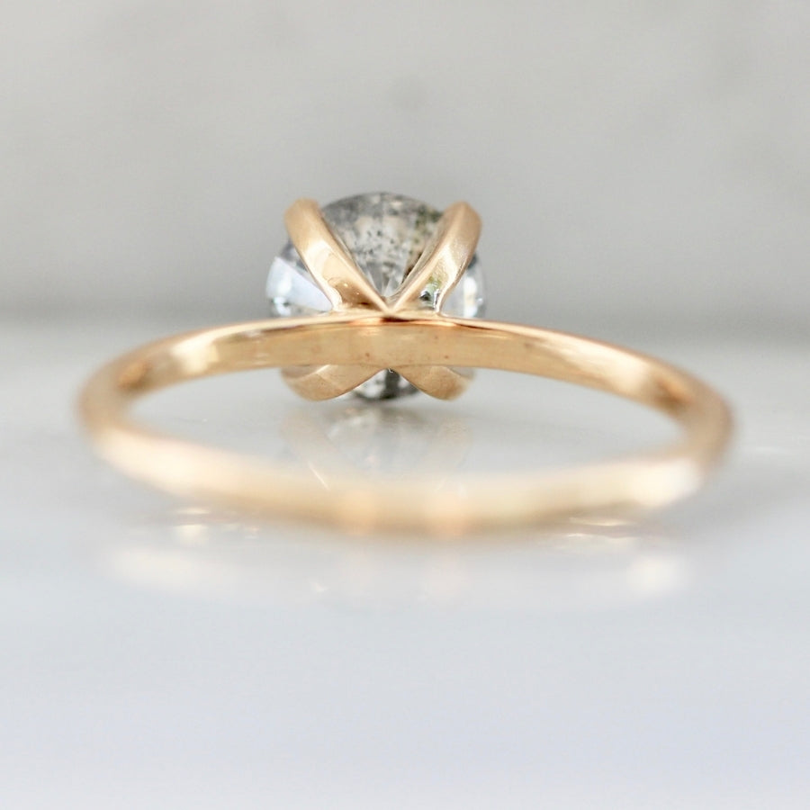 1.08 Carat Stella Salt & Pepper Round Brilliant Cut Diamond Ring in Peach Gold