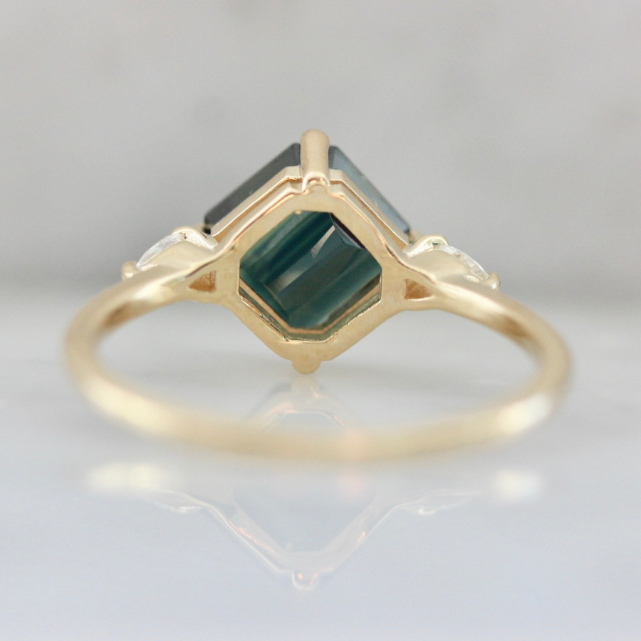 Alchemy Green Asscher Cut Sapphire Ring