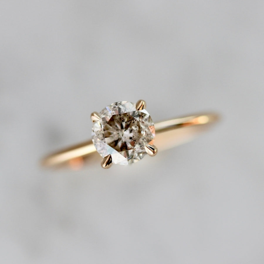 1.03 Carat Stella Champagne Salt & Pepper Round Brilliant Cut Diamond Ring