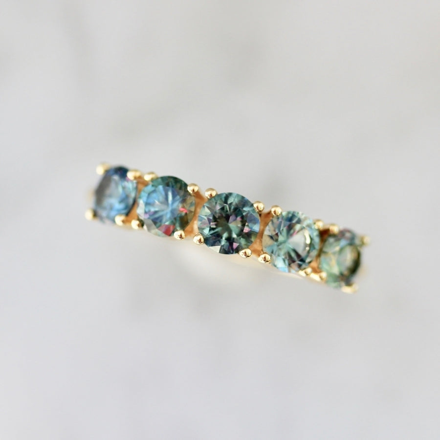 Mirage Blue Ombré Round Cut Sapphire Band