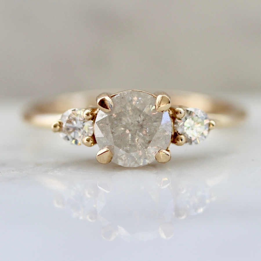 
            Sophie Icey Diamond Three Stone Ring in Yellow Gold
