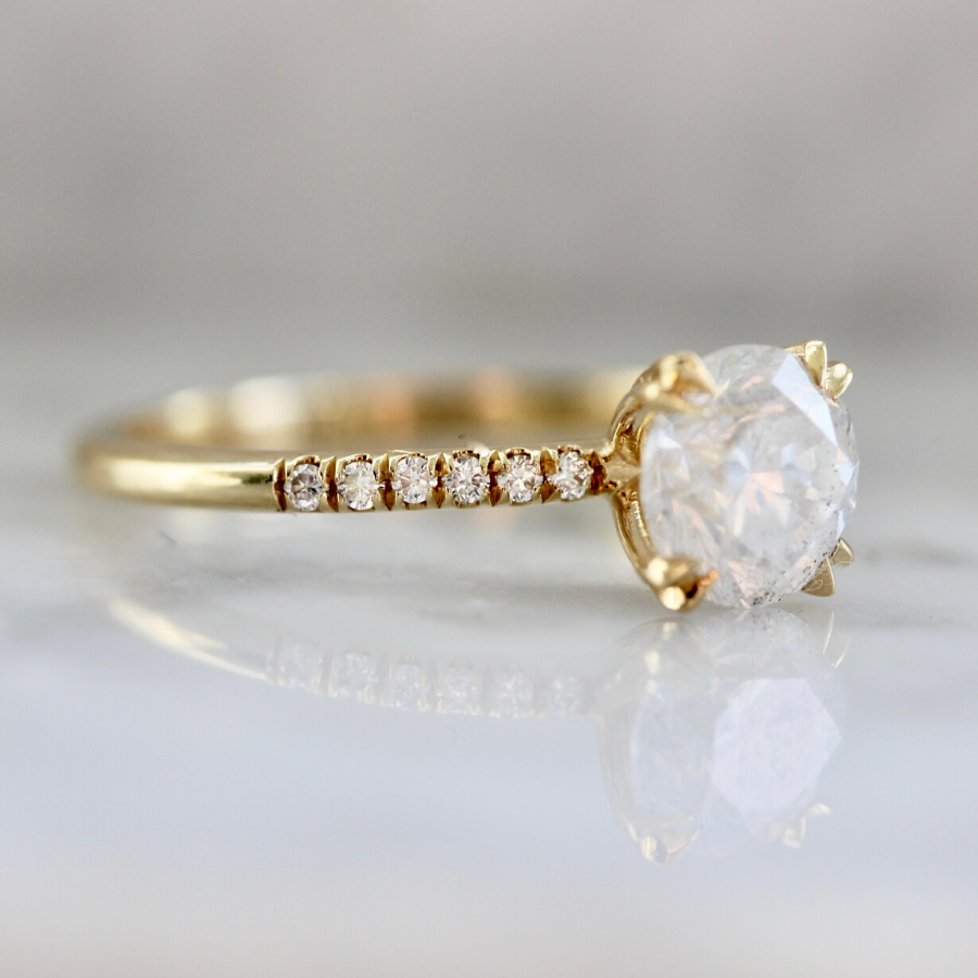 Nesa Icey Diamond Stella With Pave Shoulders In Yellow Gold
