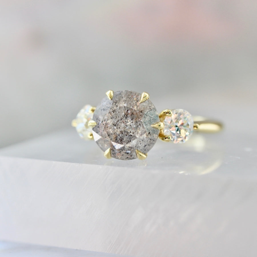 Seraphim Salt & Pepper Round Brilliant Cut Diamond Ring