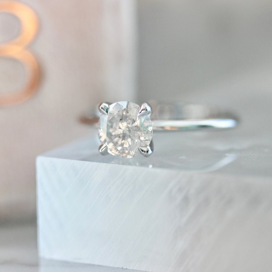 1.02 Carat Stella Salt & Pepper Round Brilliant Cut Diamond Ring