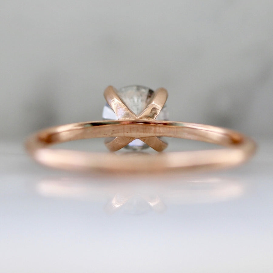 Stella .84 Carat Salt & Pepper Round Brilliant Cut Diamond Ring in Rose Gold