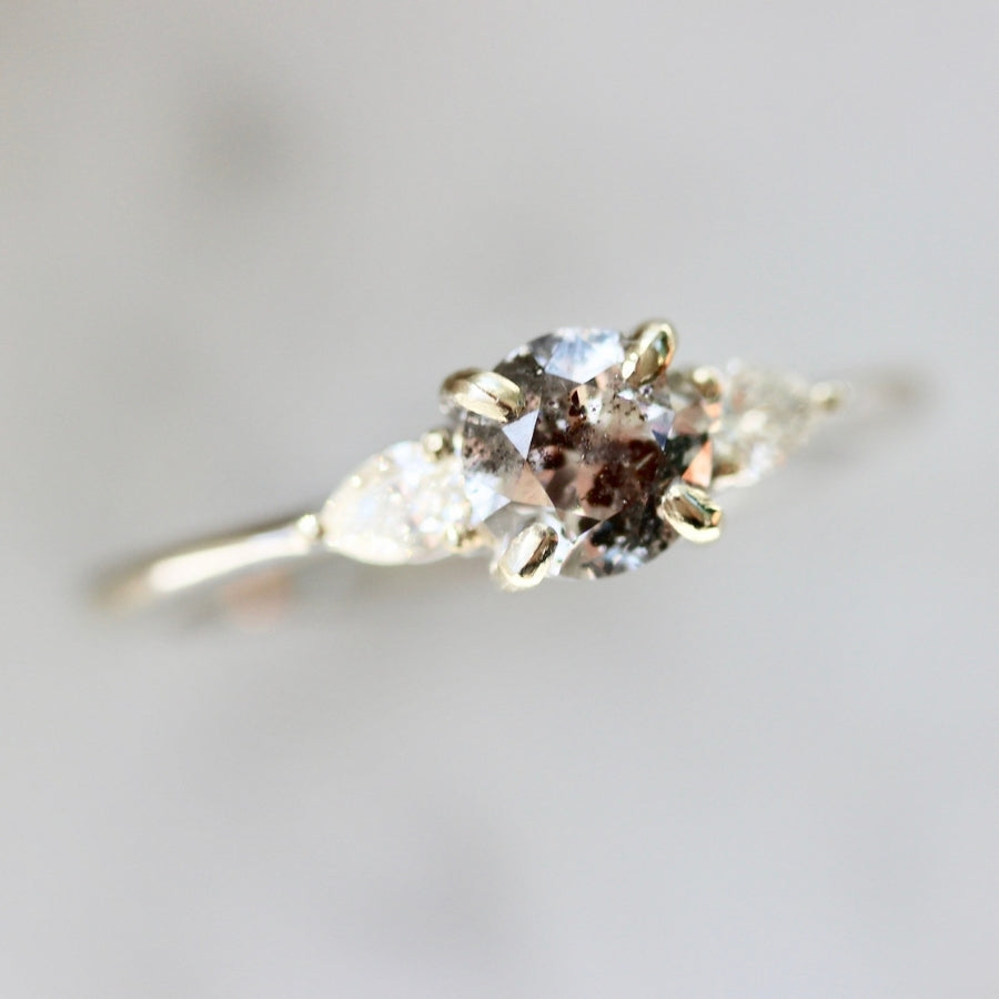 Dream Weaver Salt & Pepper Round Brilliant Cut Diamond Ring