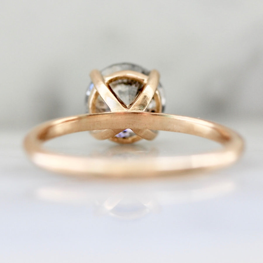 Stella 2.08 Carat Salt & Pepper Round Brilliant Cut Diamond Ring in Peach Gold