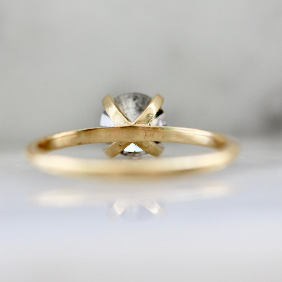 Stella 1.09 Carat Salt & Pepper Round Brilliant Cut Diamond Ring With Milgrain in Yellow Gold