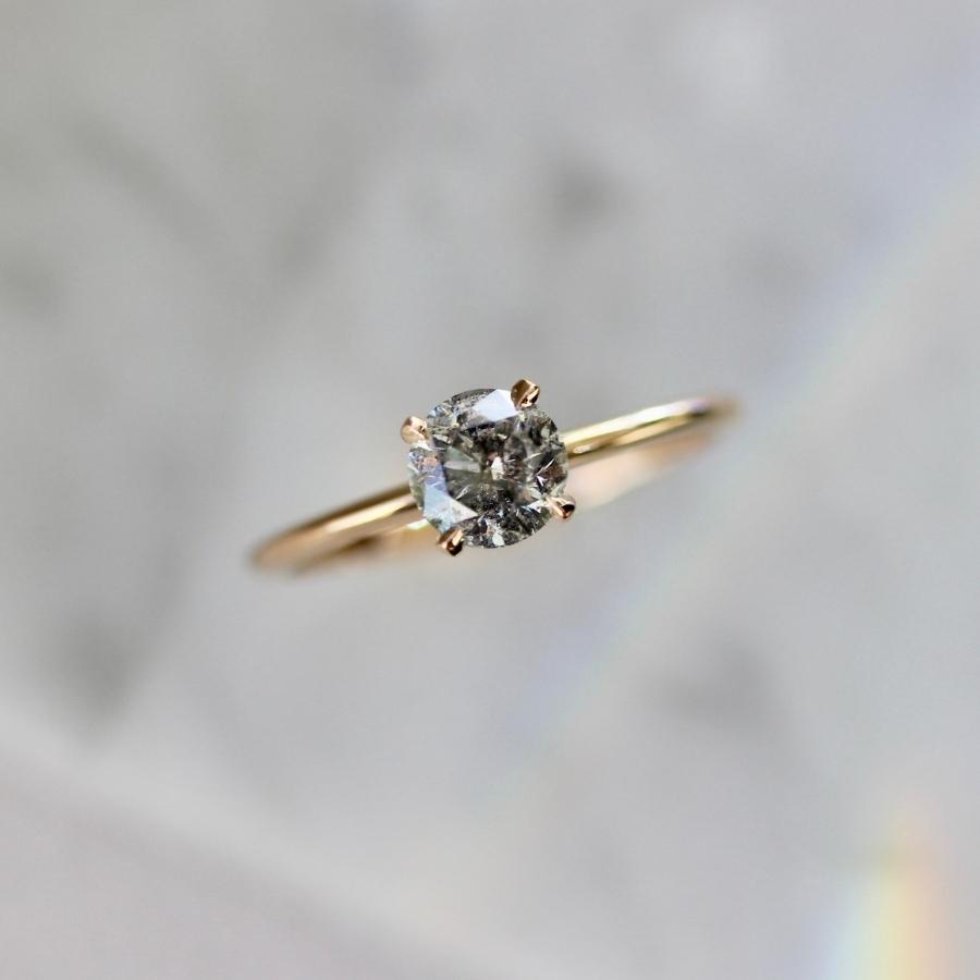 .83 Carat Stella Salt & Pepper Round Brilliant Cut Diamond Ring