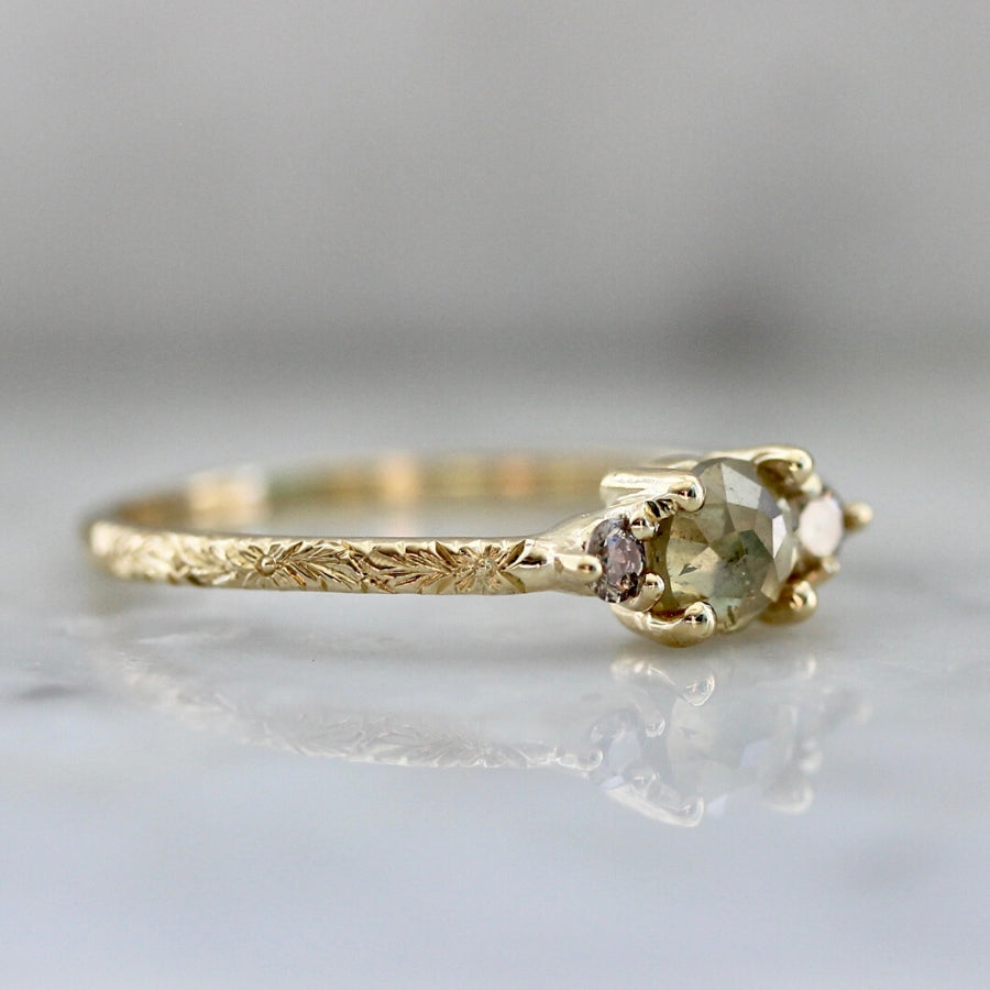 Shiloh Rustic Rose Cut Diamond Ring in Yellow Gold