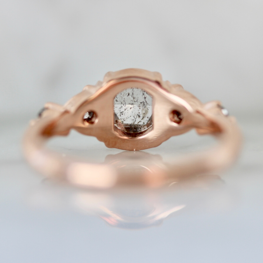 
            Piper Oval Salt &amp; Pepper Rose Cut Diamond Ring in Rose Gold