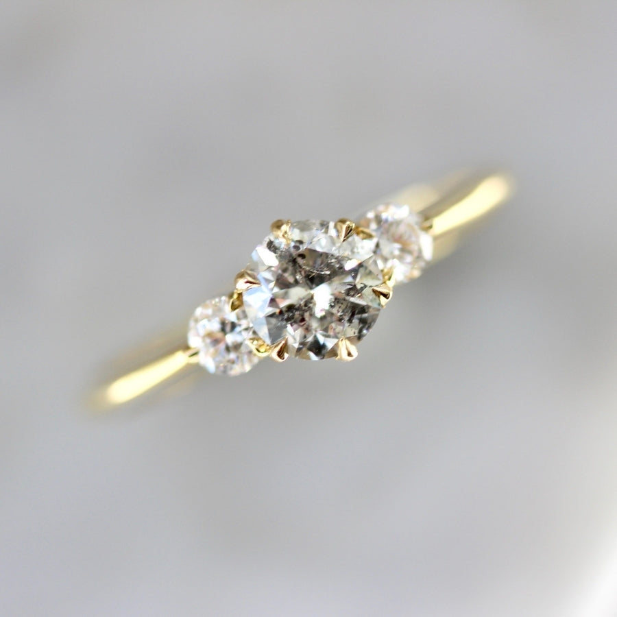 Empress Salt & Pepper Round Brilliant Cut Diamond Ring