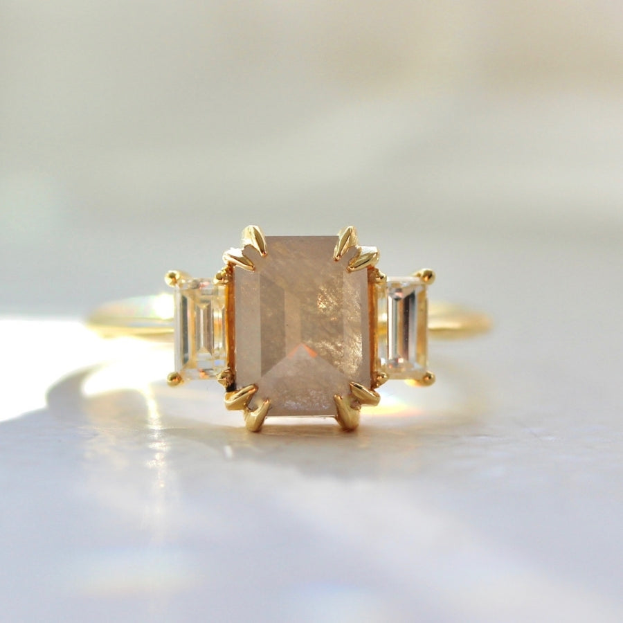 Pillow Talk Opalescent Emerald Rose Cut Diamond Ring