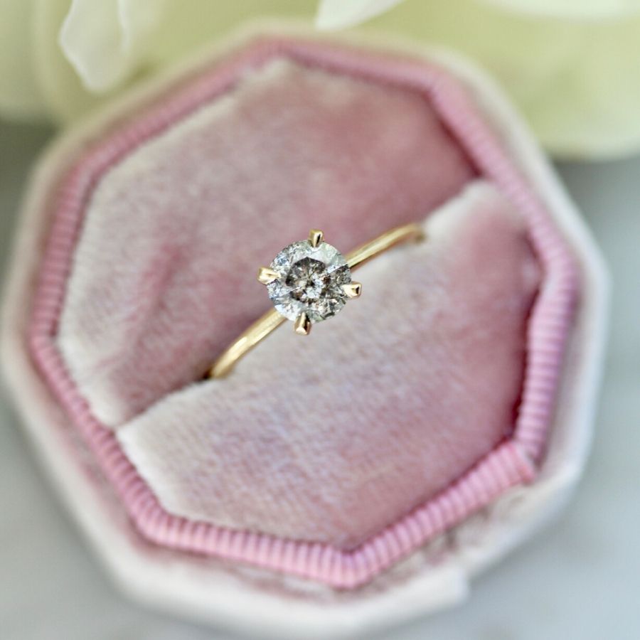 Stella Salt & Pepper Diamond Ring in Yellow Gold