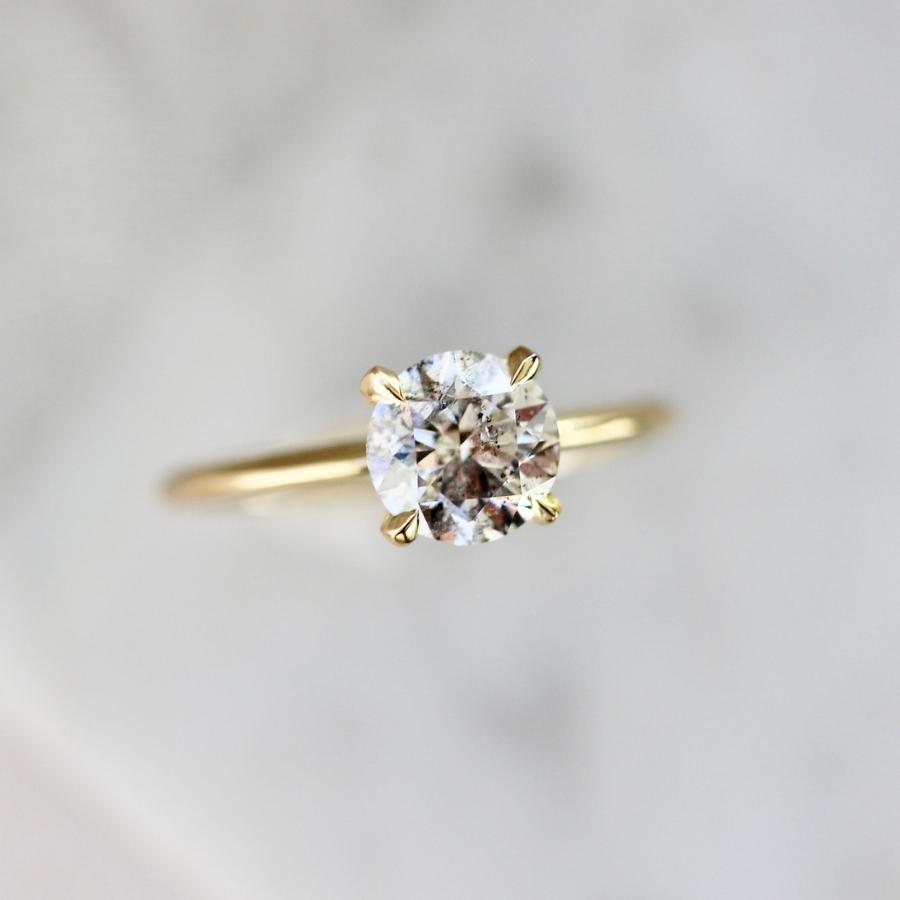 1.24 Carat Stella Salt & Pepper Round Brilliant Cut Diamond Ring