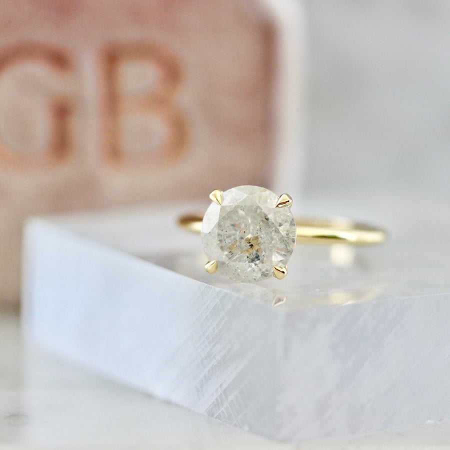 2.52 Carat Stella Icey Salt & Pepper Round Brilliant Cut Diamond Ring