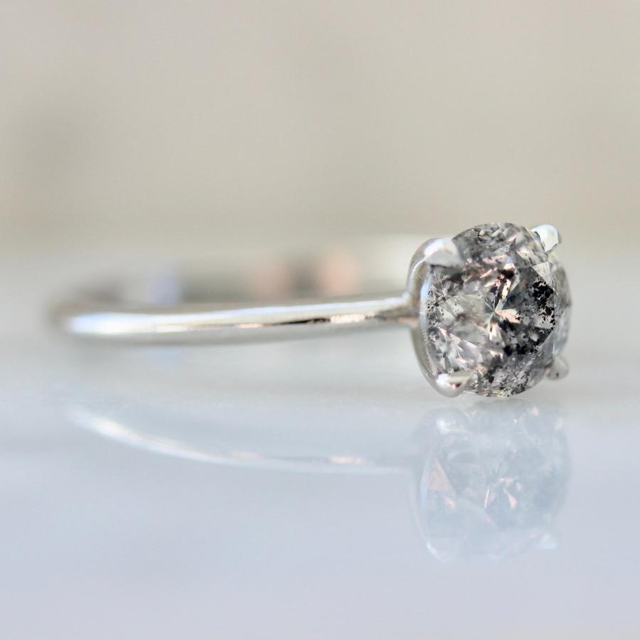 1.18 Carat Stella Salt & Pepper Round Brilliant Cut Diamond Ring in Platinum