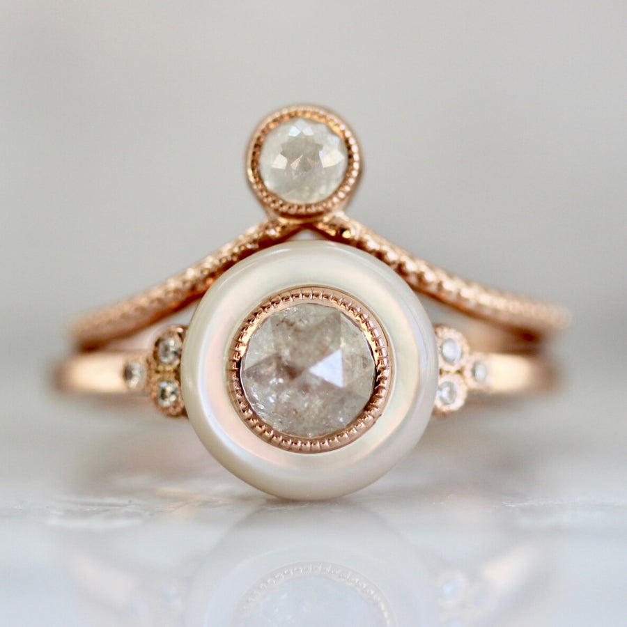 El Dorado Grey Round Rose Cut Diamond Stacking Ring