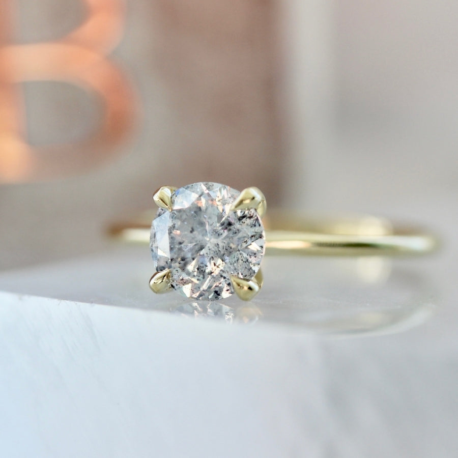 1.01 Carat Stella Salt & Pepper Round Brilliant Cut Diamond Ring