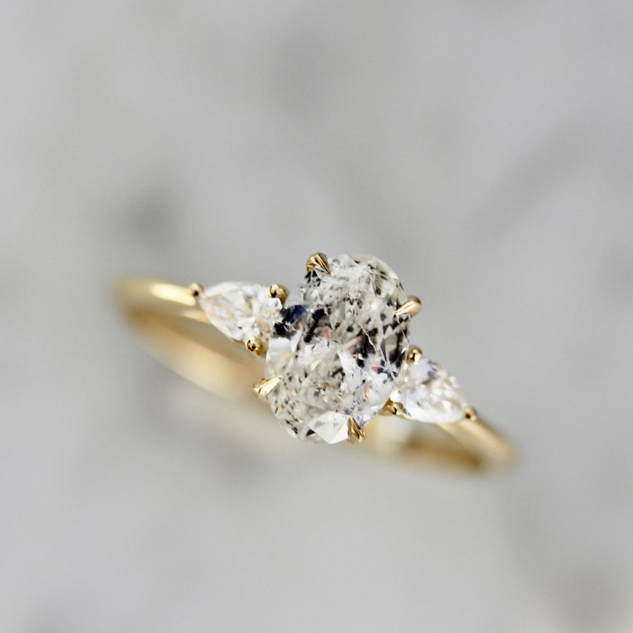 Chiffon Salt & Pepper Oval Cut Diamond Ring