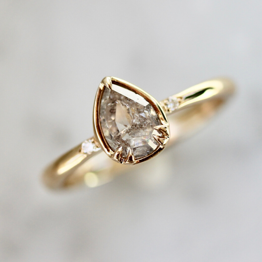 
            Avery Icey Pear Rose Cut Champagne Diamond Ring