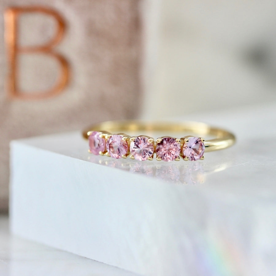Sugar Spritz Pink Round Brilliant Cut Sapphire Band