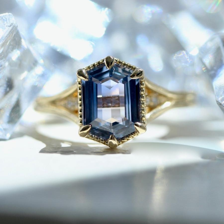Zenon Purple Hexagon Cut Sapphire Ring