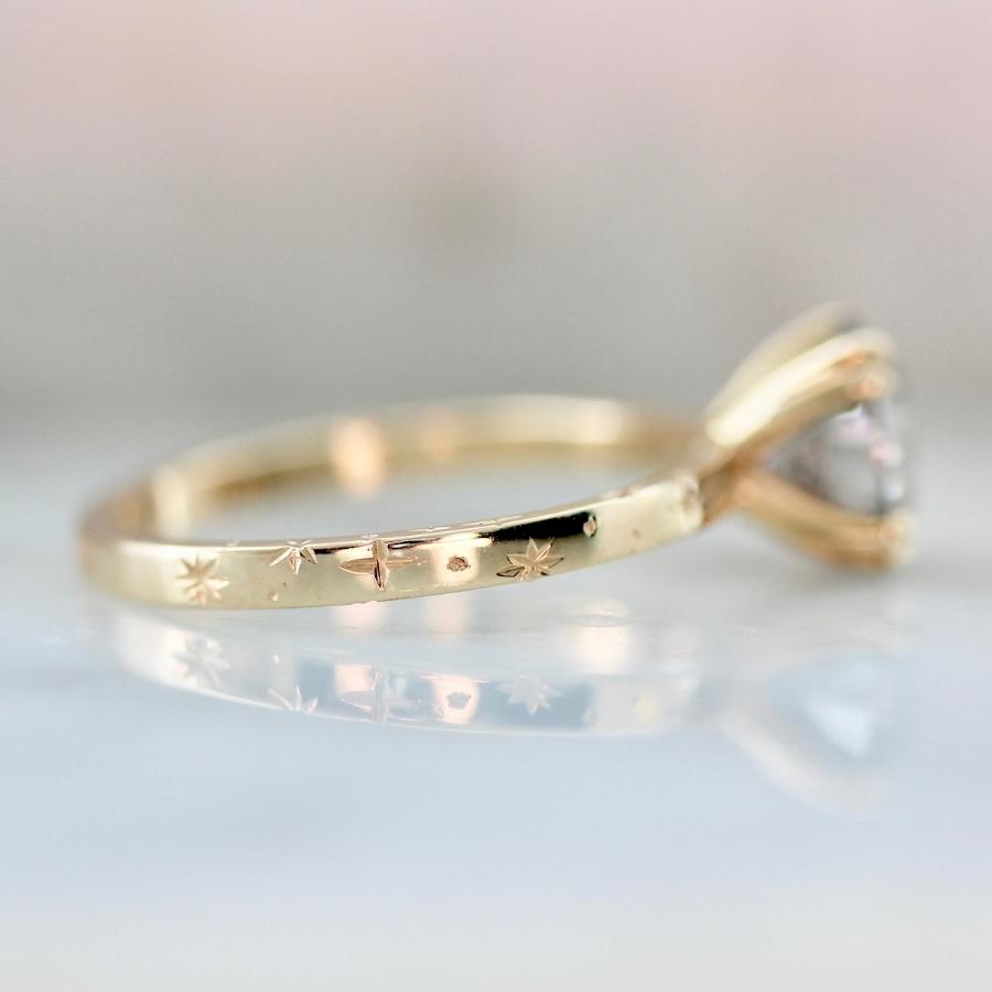 Star Born Salt & Pepper Round Brilliant Cut Diamond Ring