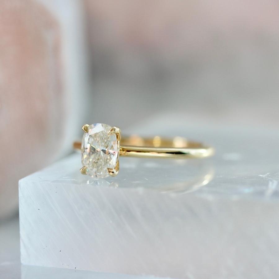 Lunch Money Salt & Pepper Cushion Cut Diamond Ring