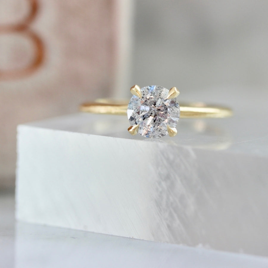 1.02 Carat Stella Salt & Pepper Round Brilliant Cut Diamond Ring