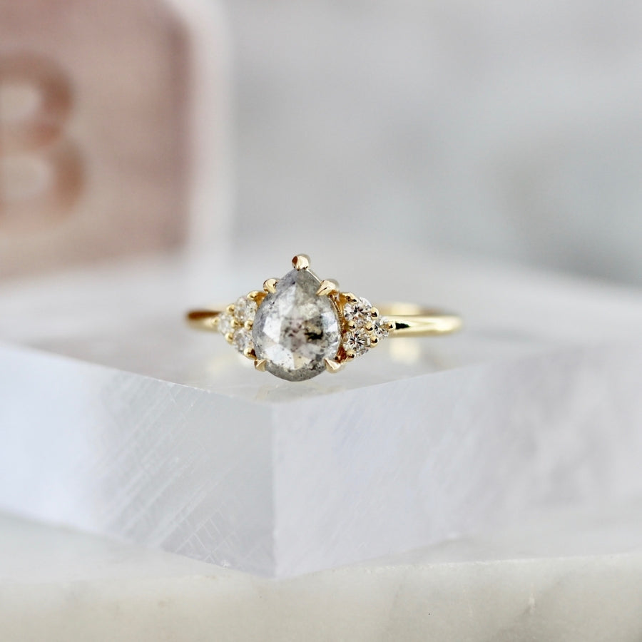 Limerick Salt & Pepper Pear Rose Cut Ring