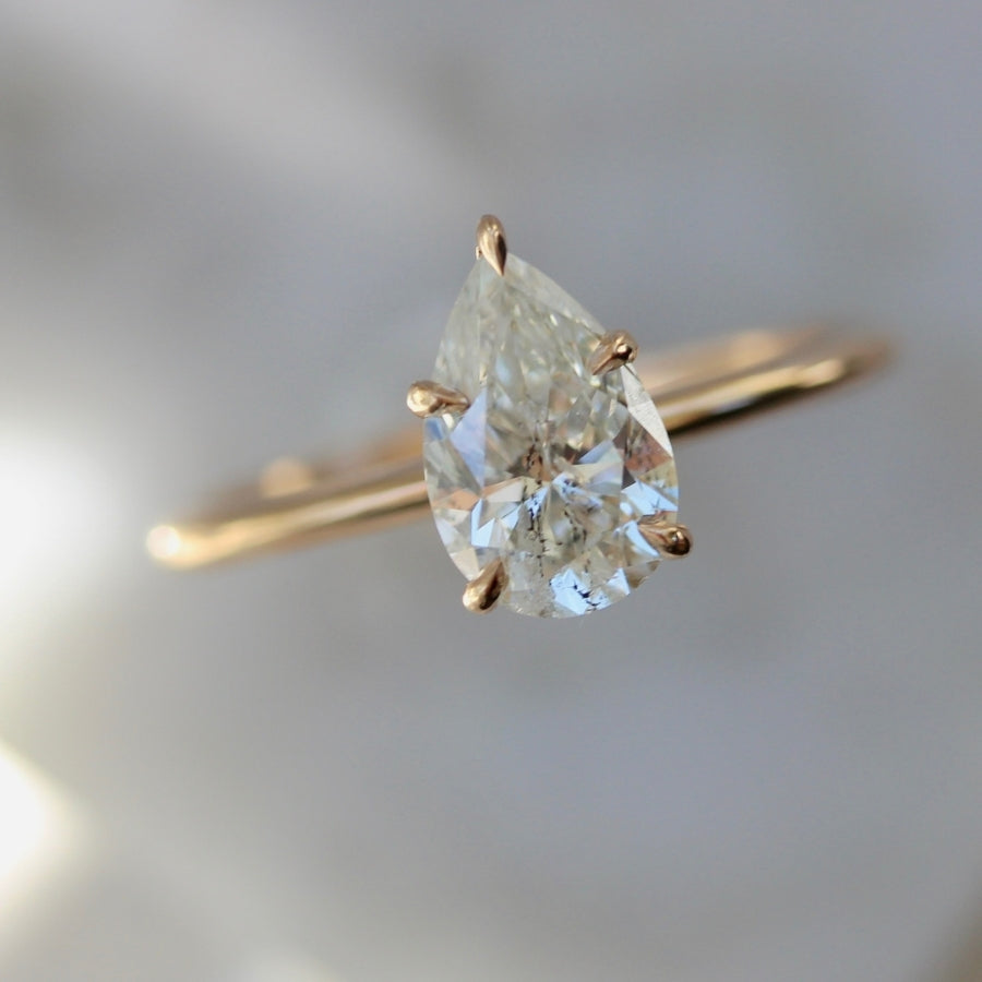 Stardust Salt & Pepper Pear Cut Diamond Ring