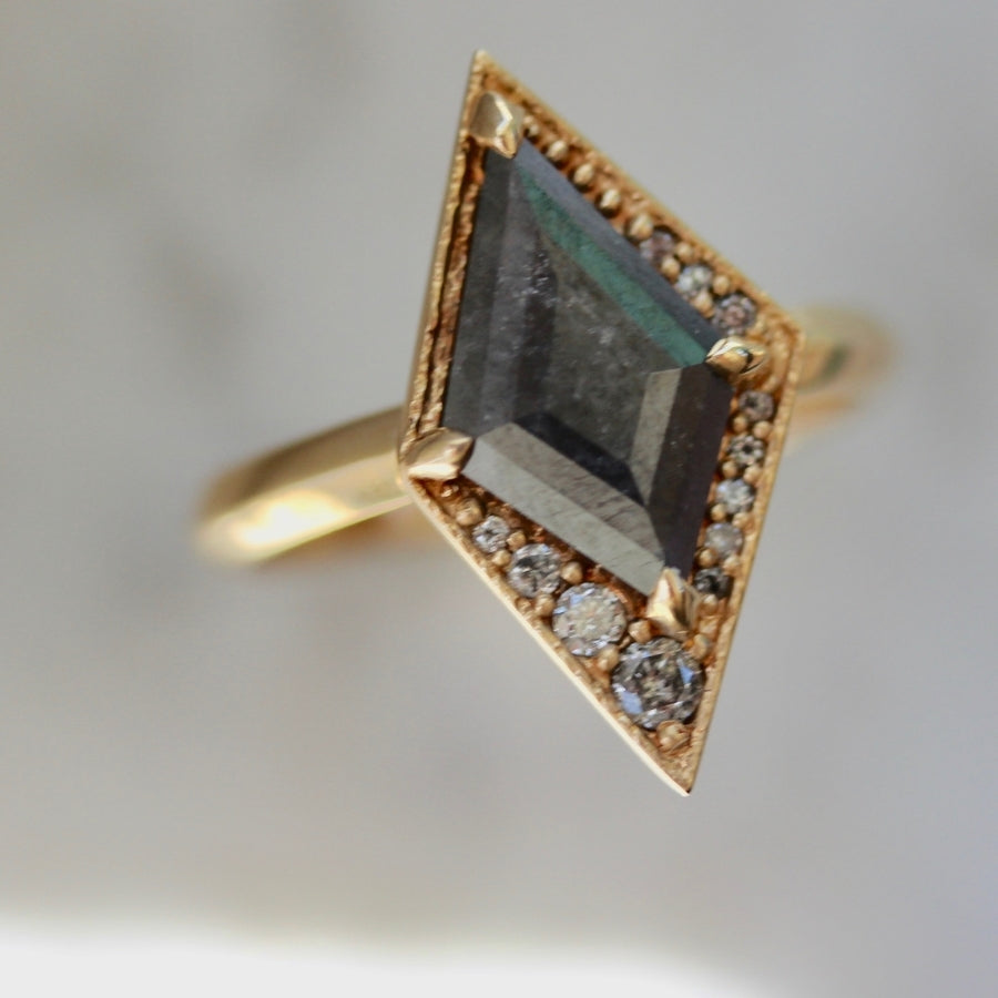 Gamma Rustic Grey Kite Rose Cut Diamond Ring