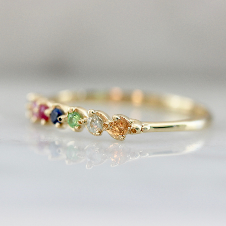 Break Free Round Brilliant Cut Rainbow Sapphire Band