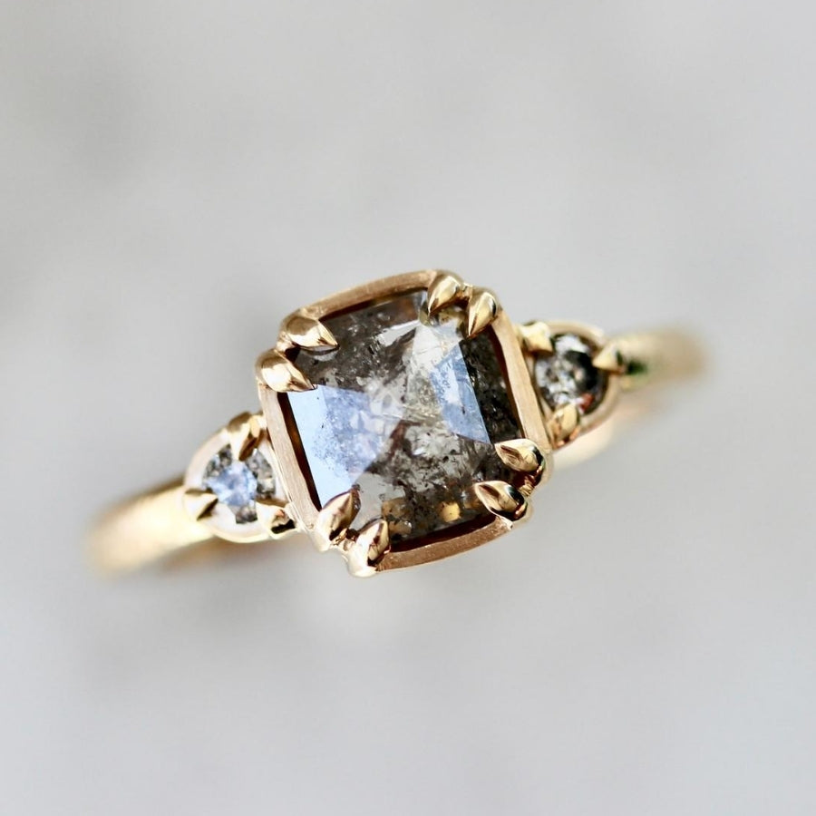 Carina Salt & Pepper Step Rose Cut Diamond Ring