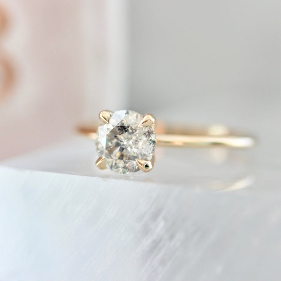 1.08 Carat Stella Salt & Pepper Round Brilliant Cut Diamond Ring