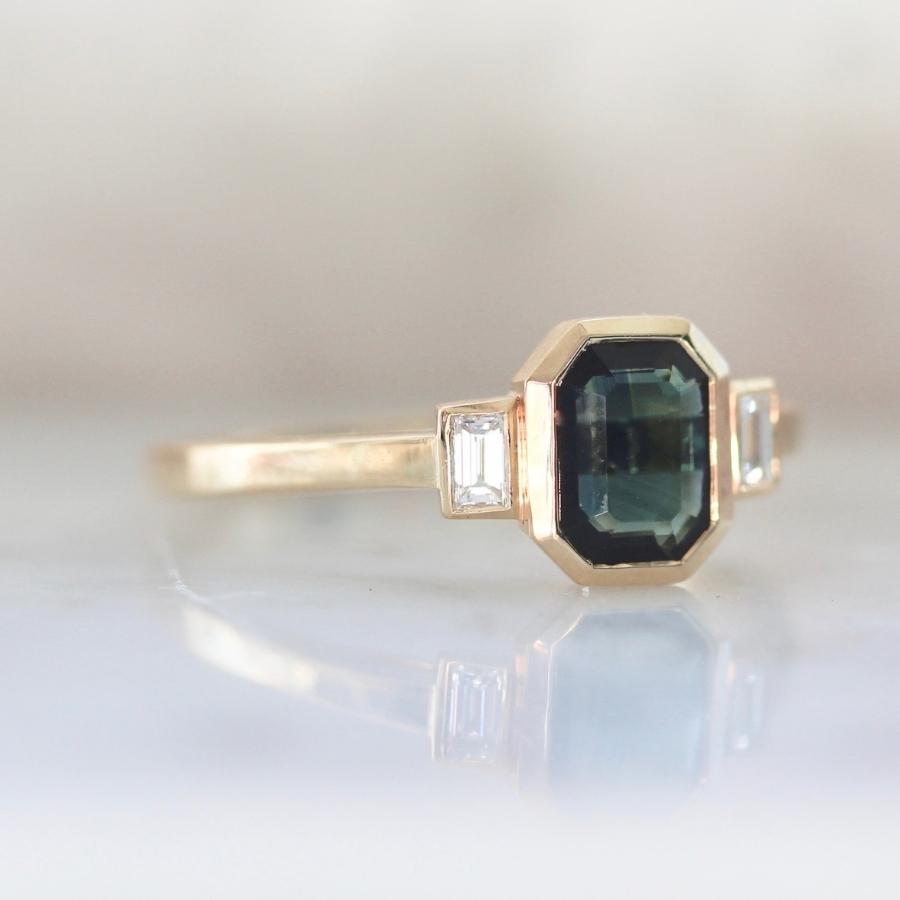 Masquerade Green Portrait Cut Sapphire Ring