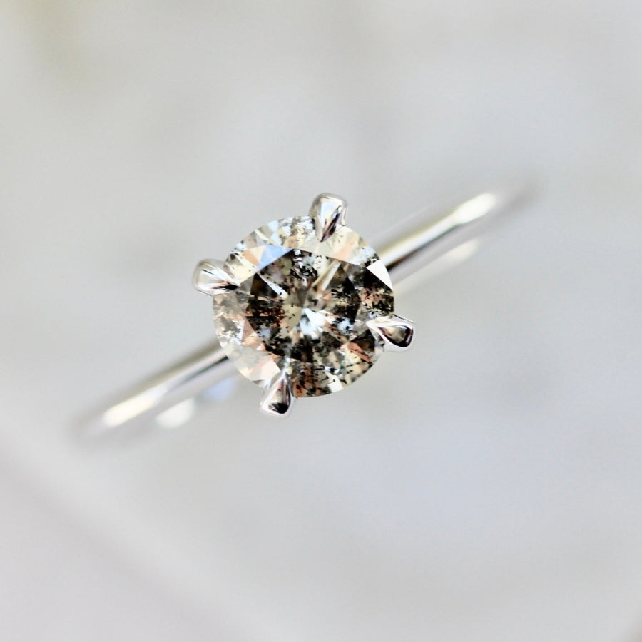 1.03 Carat Stella Salt & Pepper Round Brilliant Cut Diamond Ring