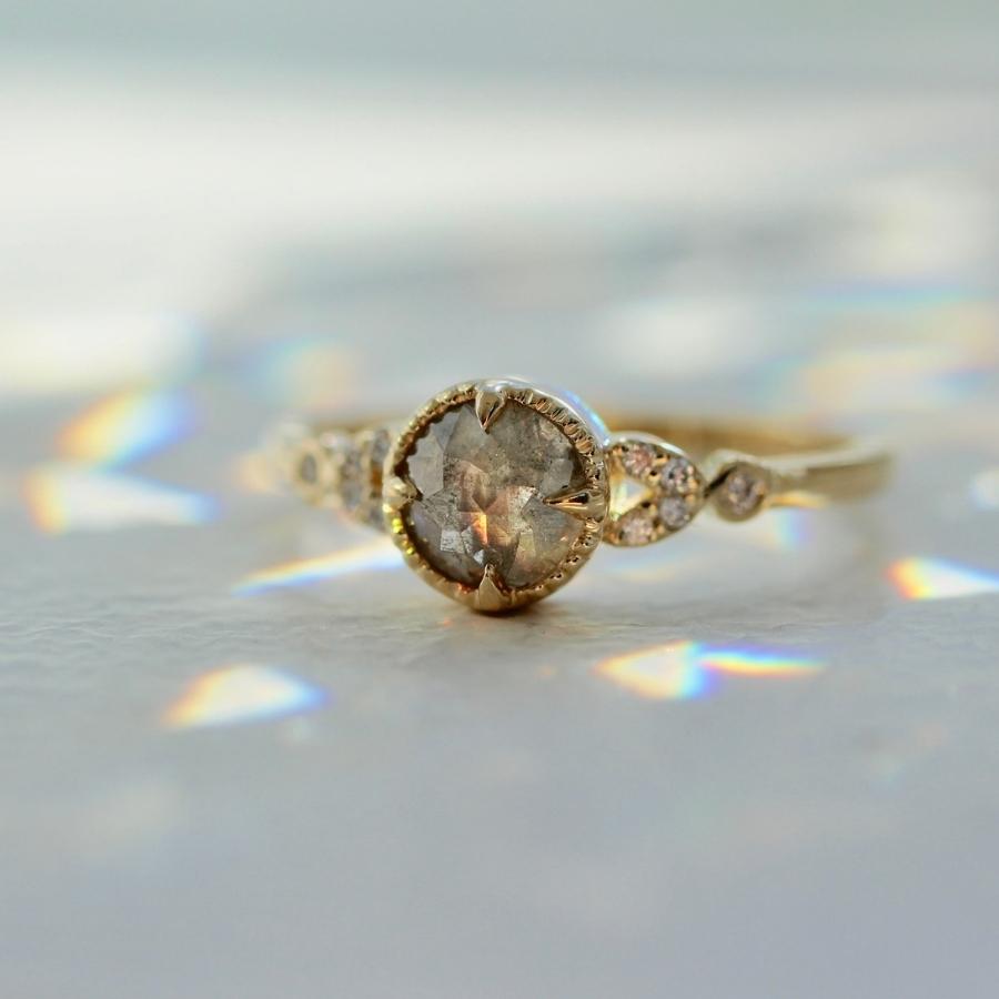 Fibonacci Grey Round Rose Cut Diamond Ring