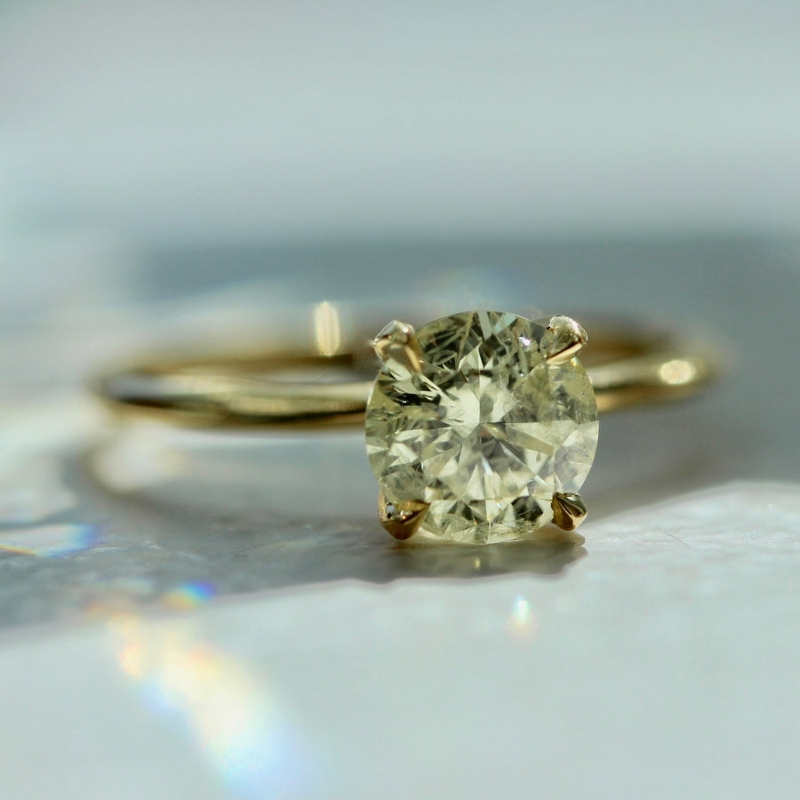 New Dawn Yellow Round Brilliant Cut Diamond Ring