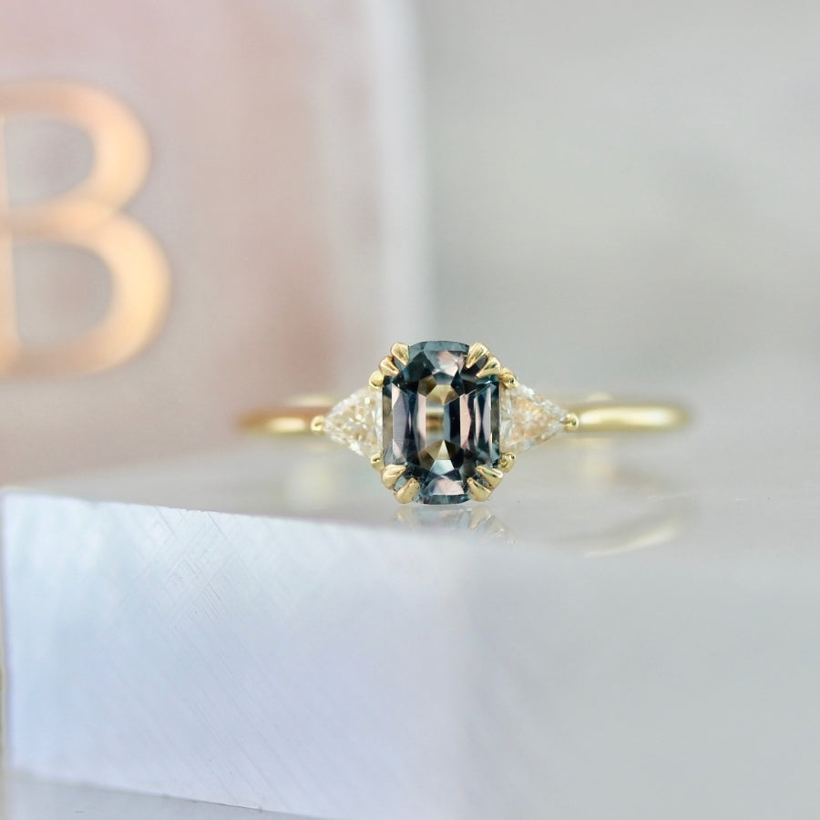 Utopia Silver-Teal Cushion Cut Spinel Ring