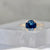 2.60 Carat Capri Blue Sapphire Stella With Pave Shoulders In Peach Gold