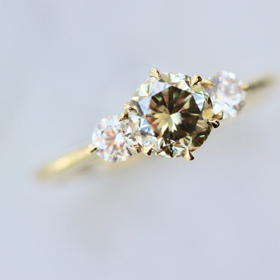 Golden Hour Champagne Round Brilliant Cut Diamond Ring